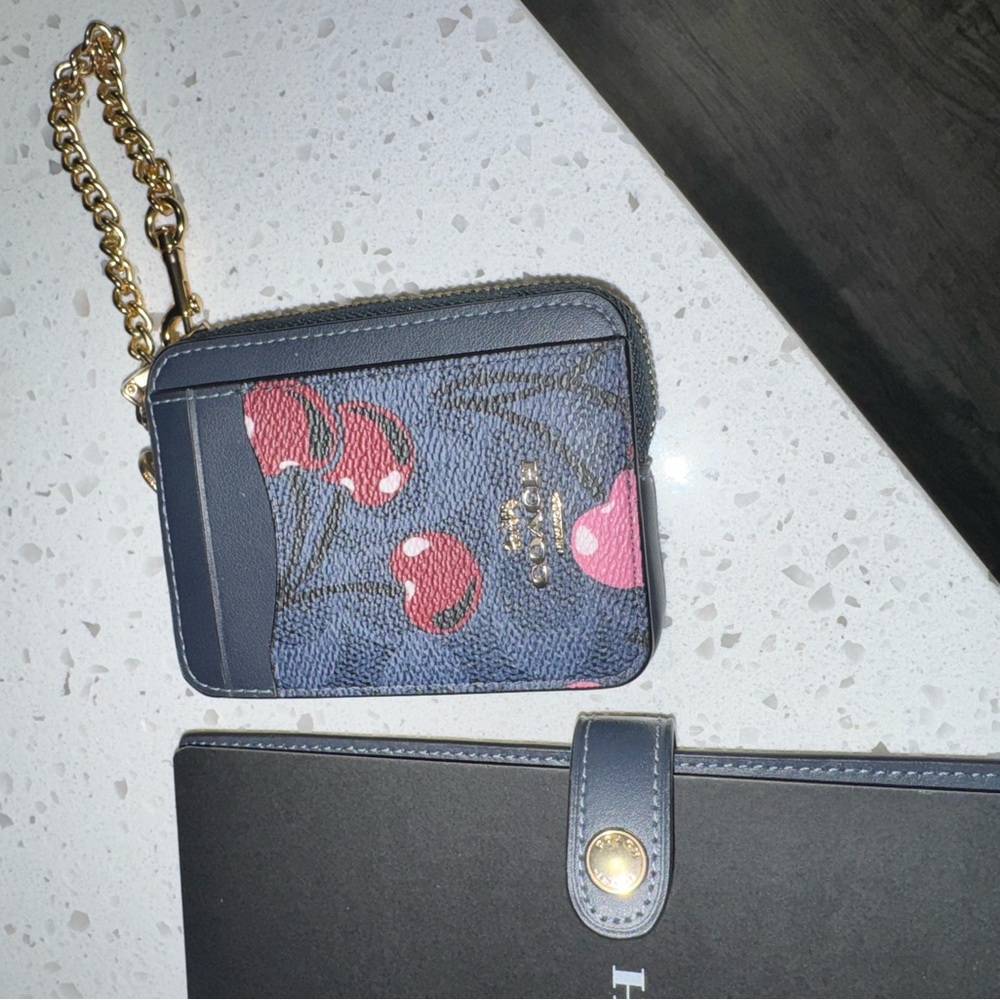 Coach Cherry Print Satchel in Navy and Pink Medium Rowen Notebook & Wallet - Picture 8 of 10